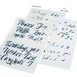 Pinkfresh Studio Stencils 6.25"X9.75" 3/Pkg  Brushed Sentiments