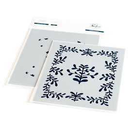 Pinkfresh Studio Stencils 4.25"X5.25" 2/Pkg   Sweet Leaves Frame Layering
