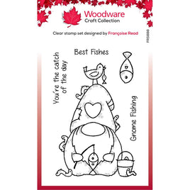 Woodware Clear Stamps Singles Fishing Gnome