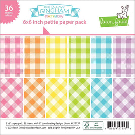 Lawn Fawn Single-Sided Petite Paper Pack 6"X6" 36/Pkg   Gotta Have Gingham Rainbow, 12 Designs