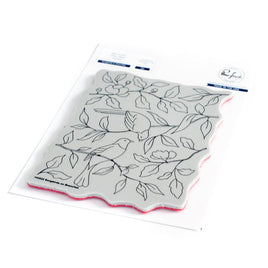 Pinkfresh Studio Cling Rubber Background Stamp A2-Songbirds On Branches