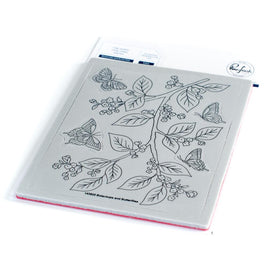 Pinkfresh Studio Cling Rubber Background Stamp Set A2-Pop-Out Botanicals & Butterfly