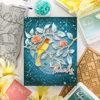 Pinkfresh Studio Cling Rubber Background Stamp A2-Songbirds On Branches