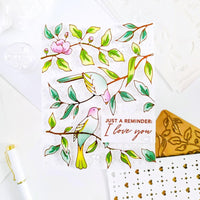 Pinkfresh Studio Cling Rubber Background Stamp A2-Songbirds On Branches
