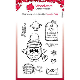 Singles Owl Christmas Mail - Woodware Clear Stamp 4"X6"
