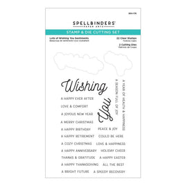 Lots Of Wishing You Sentiments- Tinsel - Spellbinders Stamp & Die Set
