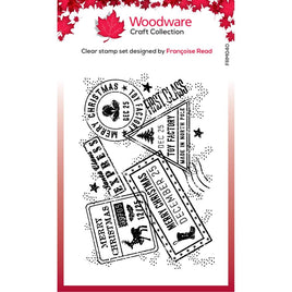 Singles Christmas Post Background - Woodware Clear Stamp 3"X4"