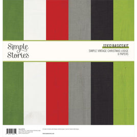 Simple Vintage Christmas Lodge - Simple Stories Basics Double-Sided Paper Pack 12"X12" 6/Pkg