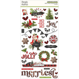 Simple Vintage Christmas Lodge Chipboard Stickers 6"X12"