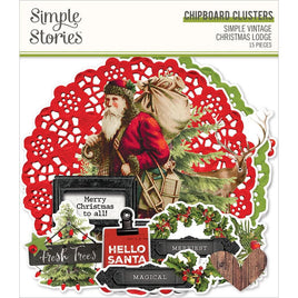 Simple Vintage Christmas Lodge Chipboard Clusters