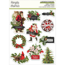 Simple Vintage Christmas Lodge Layered Stickers 10/Pkg