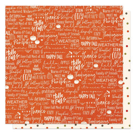 Hello Fall - Thankful Double-Sided Cardstock 12"X12"