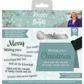 Merry Christmas Sentiments - Sara Davies Frosty & Bright Stamps & Die 10/Pkg