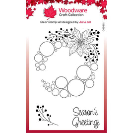 Singles Big Bubble Poinsettia Ring - Woodware Clear Stamp 4"X6"