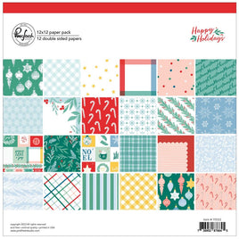Happy Holidays - PinkFresh Studio Double-Sided Paper Pack 12"X12" 12/Pkg