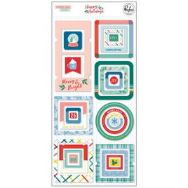 Happy Holidays - PinkFresh Chipboard Frames Stickers