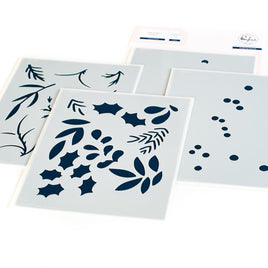 Festive Leaves Background Layering - Pinkfresh Studio Stencils 4.25"X5.25" 4/Pkg