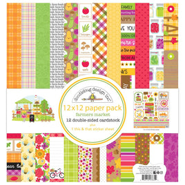 Farmers Market - Doodlebug Double-Sided Paper Pack 12"X12" 12/Pkg
