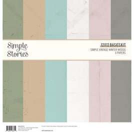 Simple Vintage Winter Woods - Simple Stories Basics Double-Sided Paper Pack 12"X12" 6/Pkg
