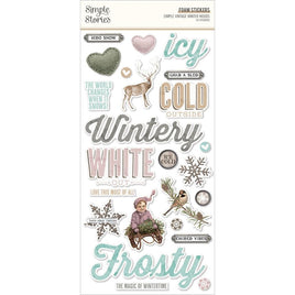 Simple Vintage Winter Woods Foam Stickers 49/Pkg