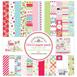 Candy Cane Lane - Doodlebug Double-Sided Paper Pack 12"X12" 12/Pkg