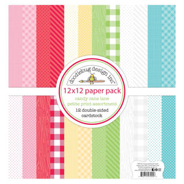 Candy Cane Lane - Doodlebug Petite Prints Double-Sided Cardstock 12"X12" 12/Pk