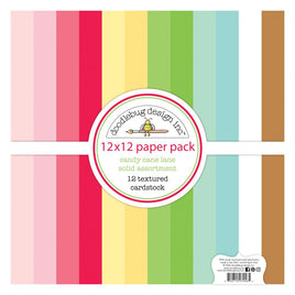 Candy Cane Lane - Doodlebug Textured Double-Sided Cardstock 12"X12" 12/Pkg