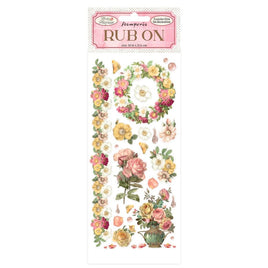 Rose Parfum Flowers & Garland Stamperia Rub-On 4"X8.5"