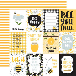 3"X4" Journaling Cards - Bee Happy Double-Sided Cardstock 12"X12"