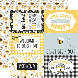 6"X4" Journaling Cards - Bee Happy Double-Sided Cardstock 12"X12"