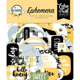 Icons, Bee Happy - Echo Park Cardstock Ephemera 33/Pkg