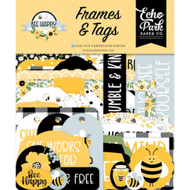 Frames & Tags, Bee Happy - Echo Park Cardstock Ephemera 33/Pkg