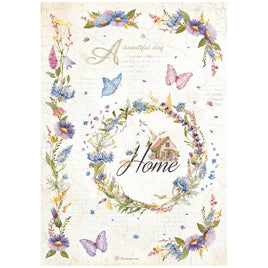 Create Happiness Welcome Home Garland - Stamperia Rice Paper Sheet A4