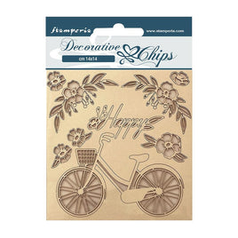 Create Happiness Welcome Home Bicycle - Stamperia Decorative Chips 5.5"X5.5"
