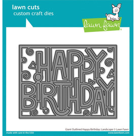 Giant Outlined Happy Birthday: Landscape - Lawn Cuts Custom Craft Die
