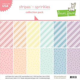 Stripes 'n Sprinkles - Lawn Fawn Double-Sided Collection Pack 12"X12" 12/Pkg