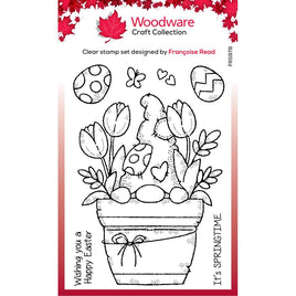 Singles Flower Pot Gnome - Woodware Clear Stamps 4"X6"