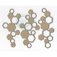 Hexagon Pieces, 3/Pkg 5.5"X2.5" - Scrapaholics Laser Cut Chipboard 2mm Thick