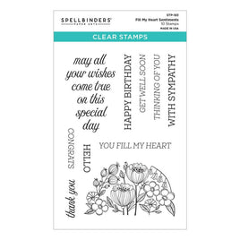 Fill My Heart Sentiments - Spellbinders Clear Acrylic Stamps From The Stylish Ovals