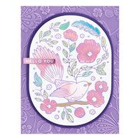 Stylish Oval Floral Bird Layering - Spellbinders Stencil From The Stylish Ovals