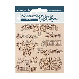 Magic Forest Writing & Plates - Stamperia Decorative Chips 5.5"X5.5"