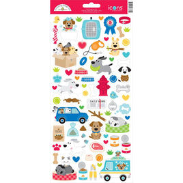 Doggone Cute Icons - Doodlebug Cardstock Stickers 6"X13"