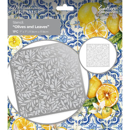 Olives & Leaves - Crafter's Companion Mediterranean Dreams Stencil 7"X7"