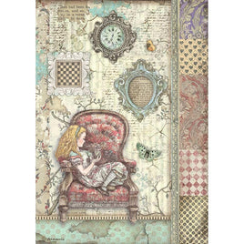 Alice On The Chair - Stamperia Rice Paper Sheet A4