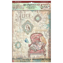 Alice - Stamperia Assorted Rice Paper A4 6/Sheets
