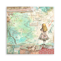 Alice - Stamperia Polyester Fabric 12"X12" 4/Pkg