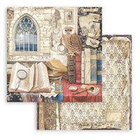 Vintage Library, 10 Designs/1 Each - Stamperia Double-Sided Paper Pad 8"X8" 10/Pkg