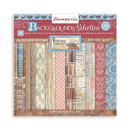 Vintage Library, 10 Designs/1 Each - Stamperia Backgrounds Double-Sided Paper Pad 8"X8" 10/Pkg