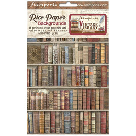 Vintage Library - Stamperia Assorted Rice Paper Backgrounds A6 8/Sheets