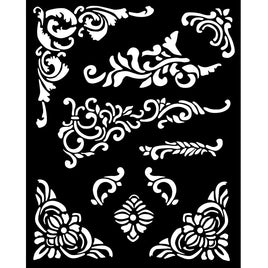 Vintage Library Corners & Embellishments - Stamperia Stencil 7.87"X9.84"